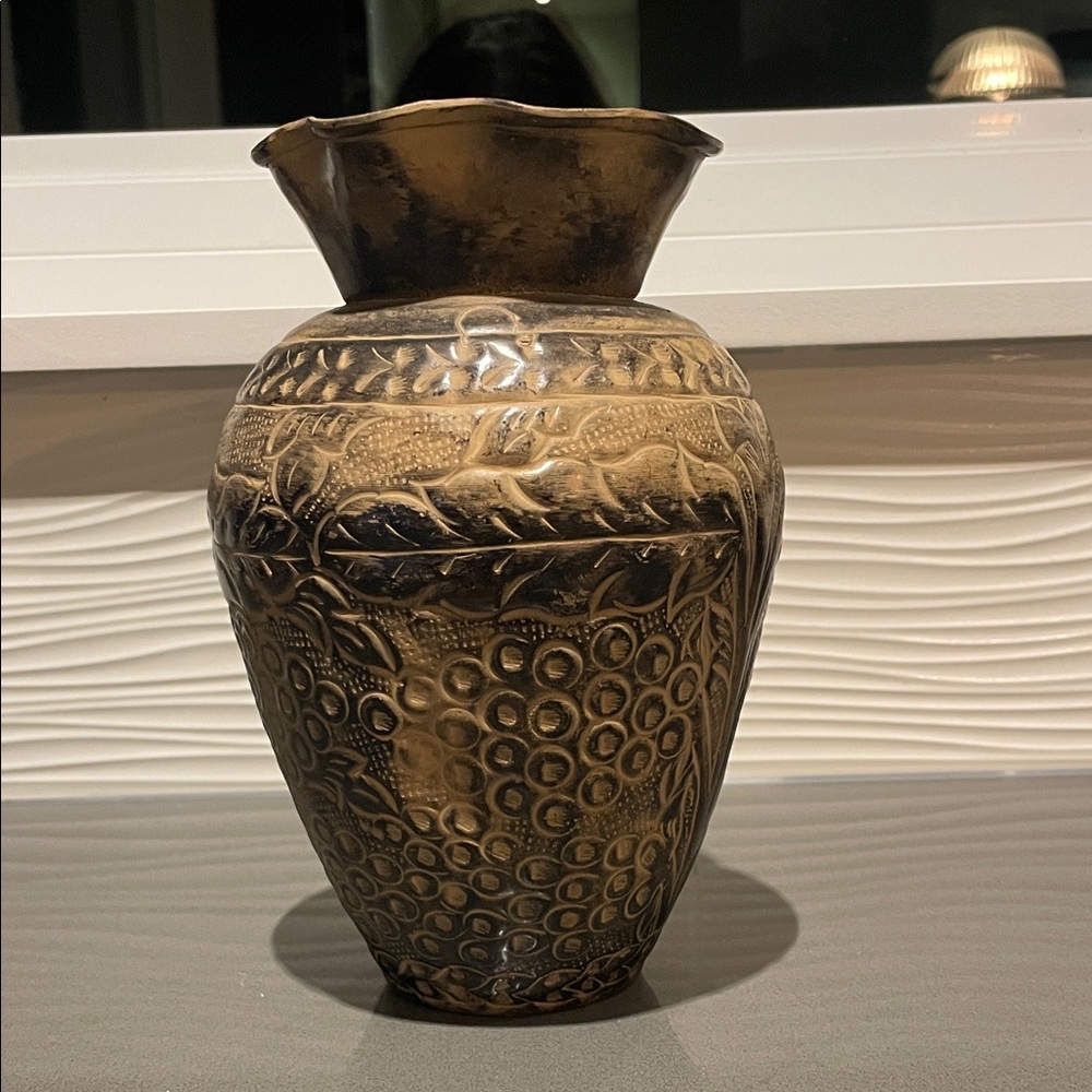 Vintage Gold and Black Ornate Vase